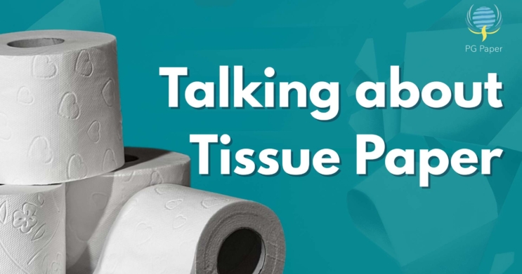 talking about tissue paper blog banner featuring tissue rolls.