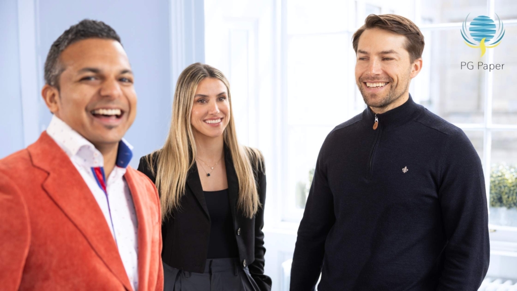 Left to right: Charles Peter, Shafagh Efeham and Rasmus Myrgren sales team for PG Paper.